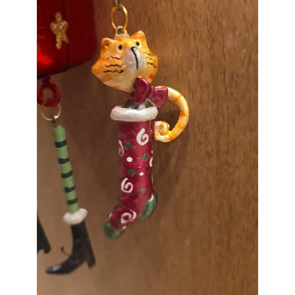 Santa Clause Rare Trinket Box Ornament Arms Legs Present Cat Share Your Blessing